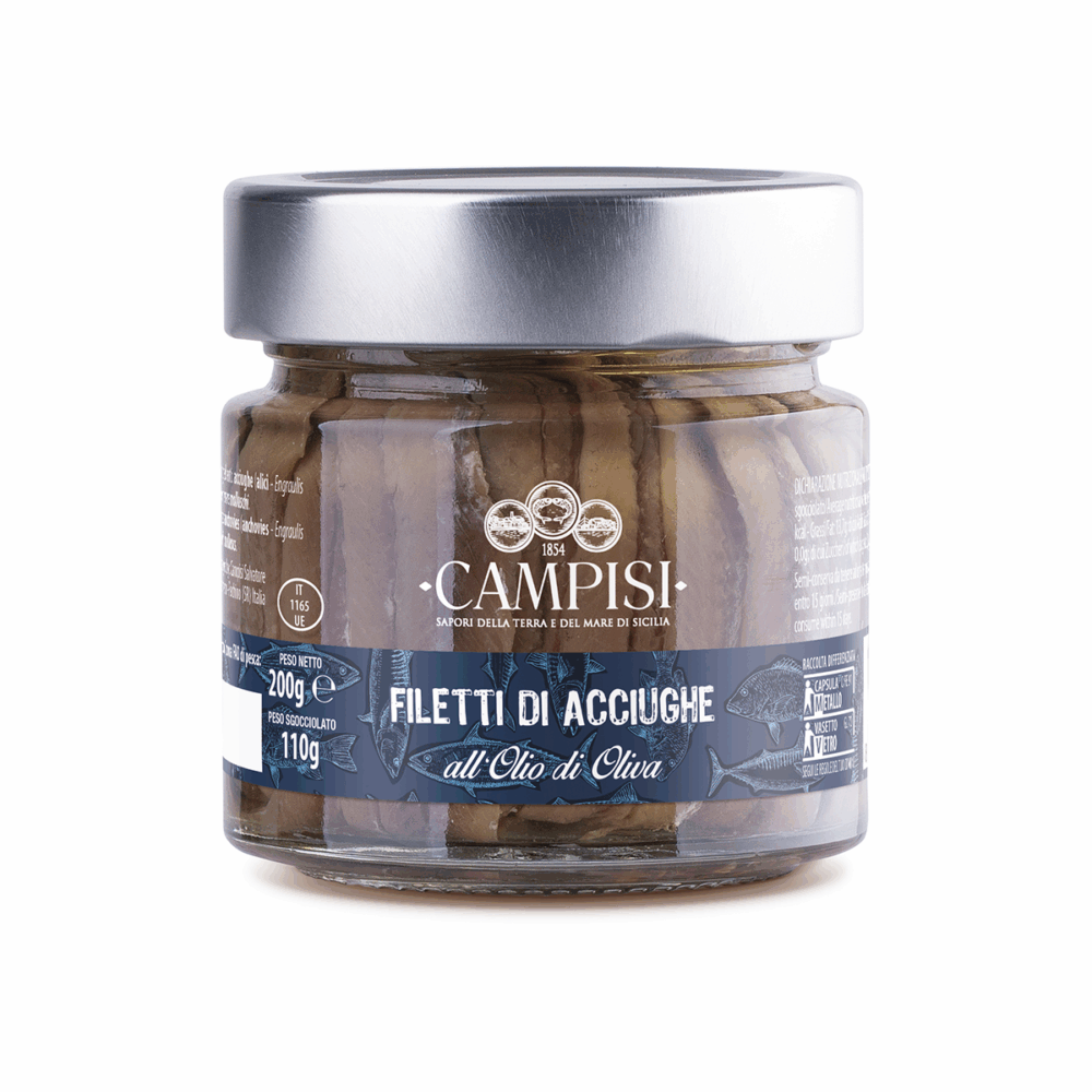Filetti di acciughe in olio d'oliva 200g.