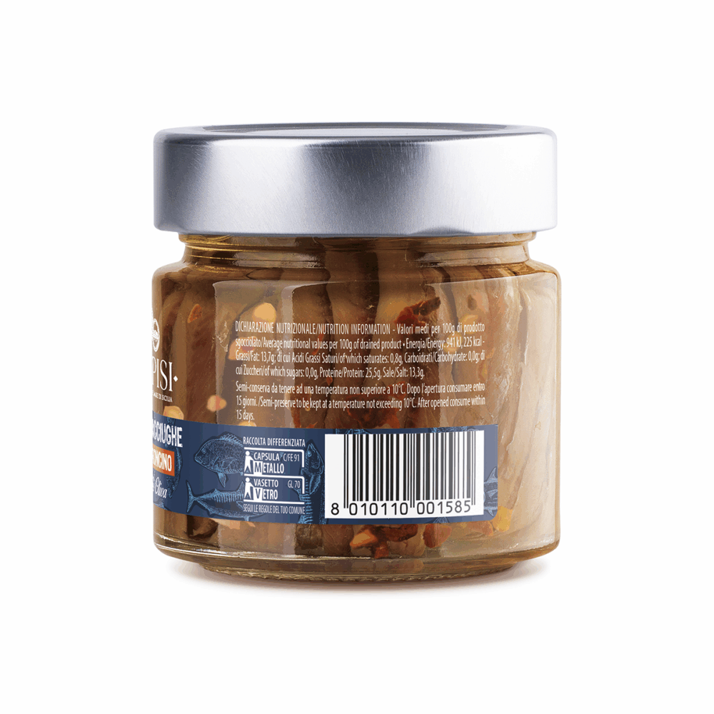 Filetti di acciughe in olio d'oliva con peperoncino 200g. - immagine 3