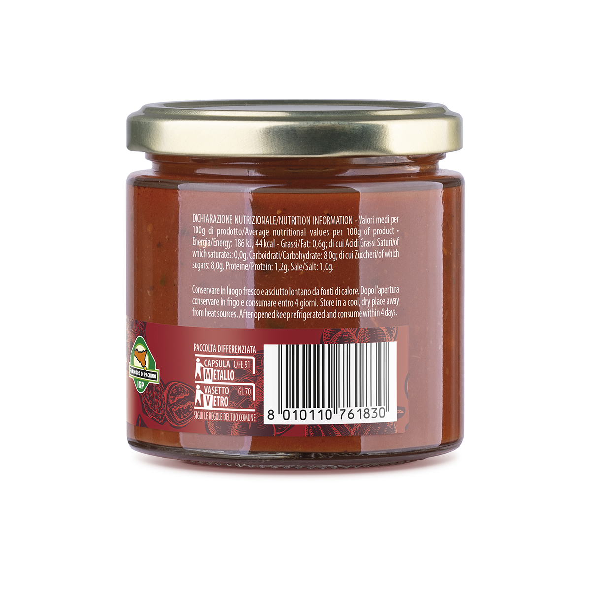 Sugo di pomodoro ciliegino di Pachino igp con basilico 220 g. - immagine 2