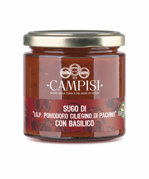 Sugo di pomodoro ciliegino di Pachino igp con basilico 220 g.