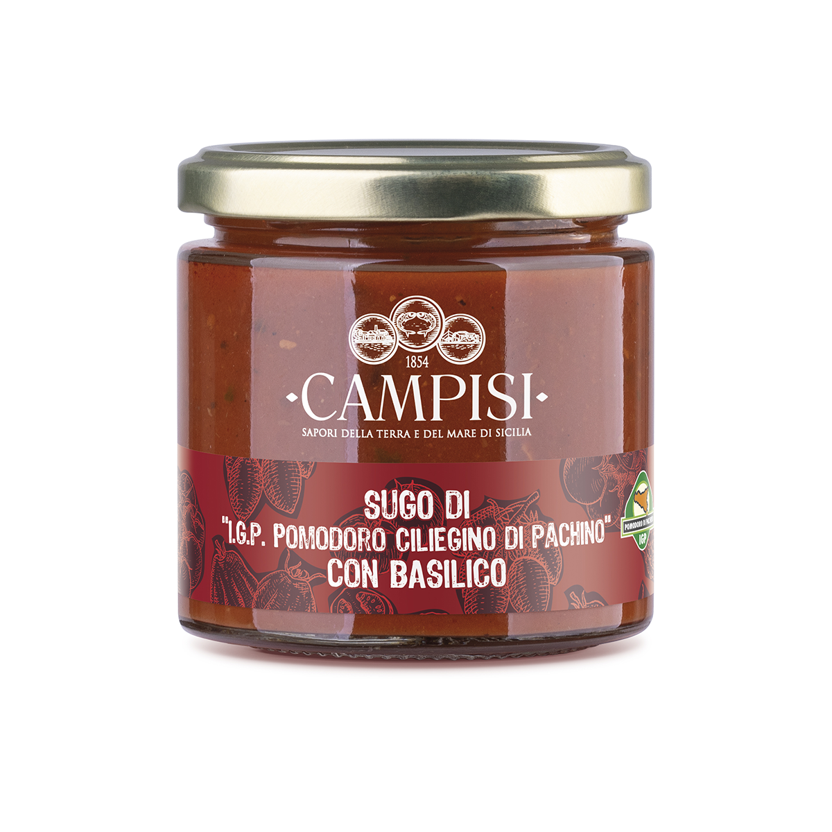 Sugo di pomodoro ciliegino di Pachino igp con basilico 220 g.