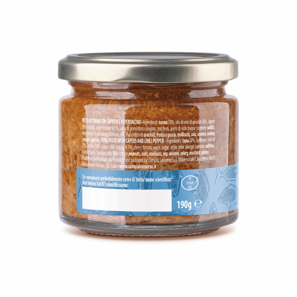 Pesto di tonno con capperi e peperoncino 210g - immagine 2